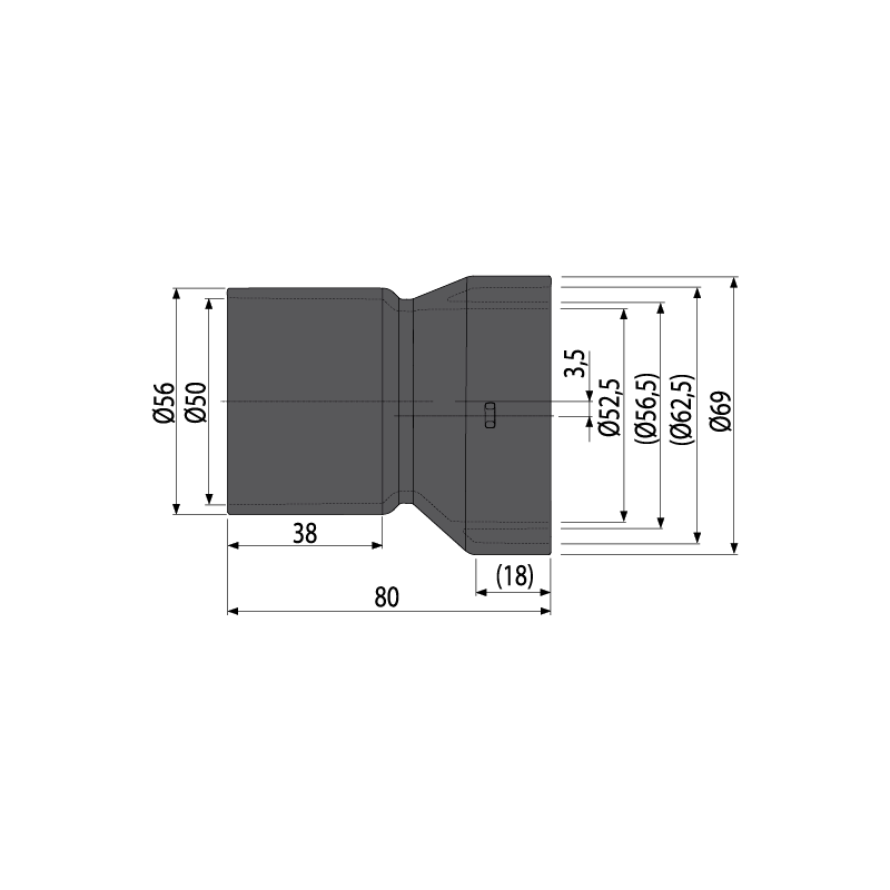 Адаптер для подключения бокового притока DN 50, арт. AVZ-P003