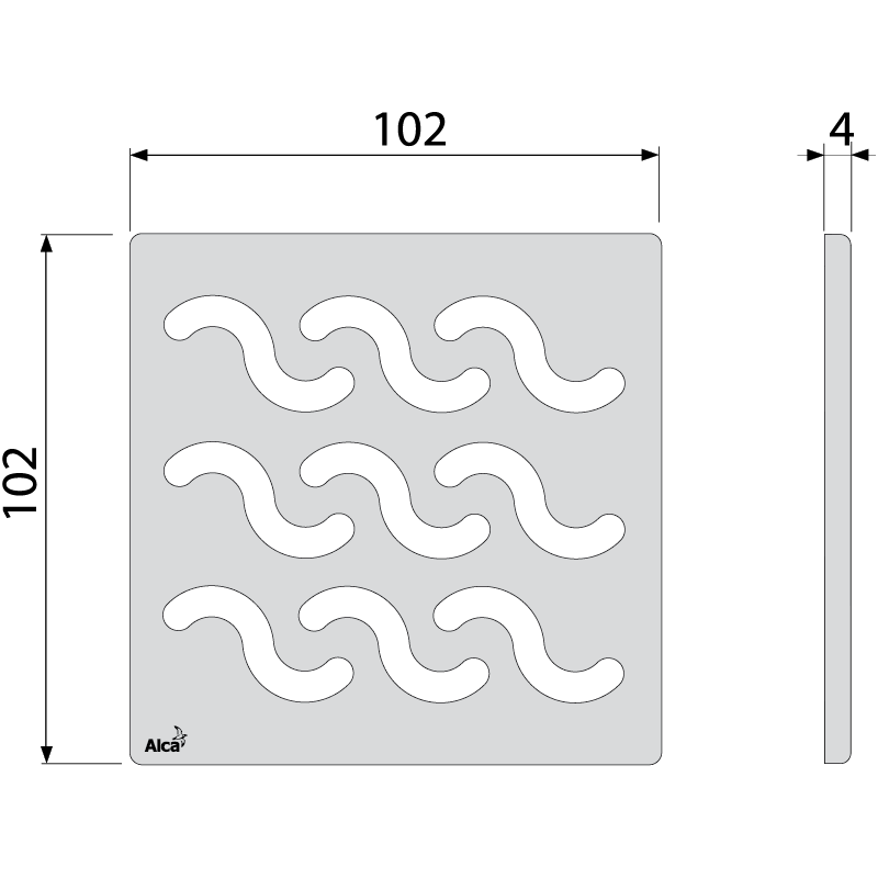 Дизайновая решетка 102 × 102 × 5 латунь – хром, арт. MPV002