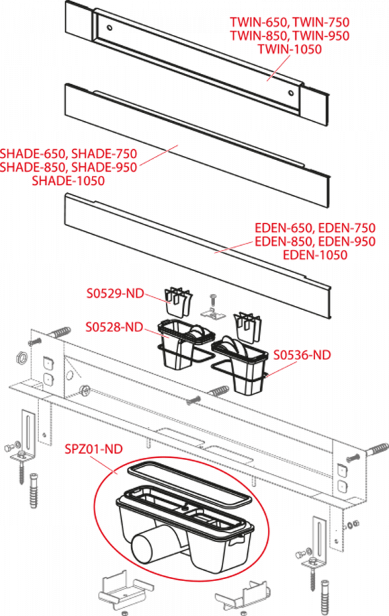 Дренажная система для монтажа в стену, арт.APZ5-EDEN-850+AEZ121-850