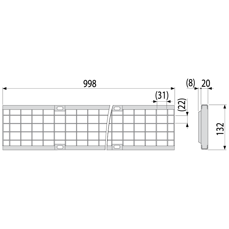Дренажный канал 100 мм с интегрированной пластиковой рамой и оцинкованной решеткой, арт. AVZ102-R103