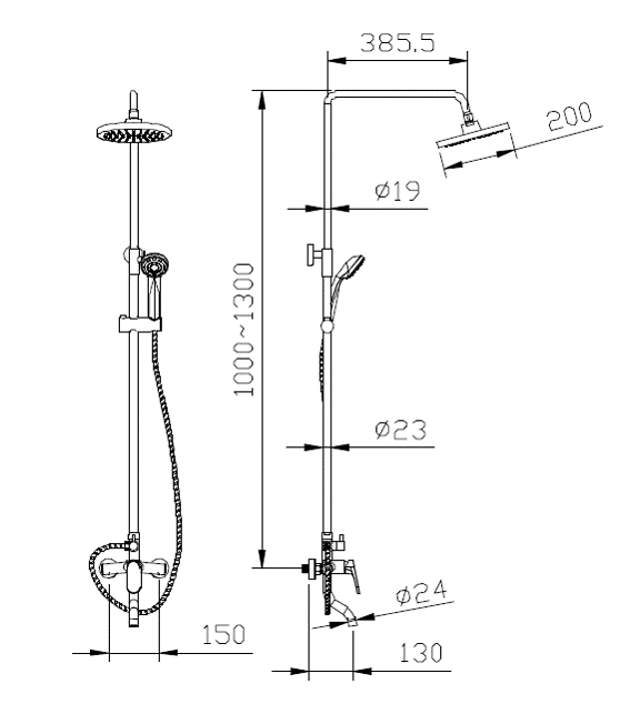 Душевая колонна со смесителем для ванны F6191238CP-A-RUS