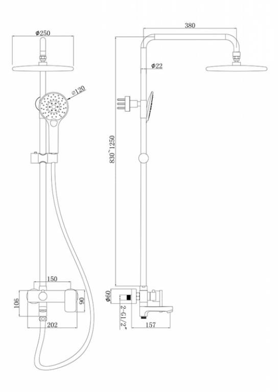 Душевая колонна со смесителем для ванны F6336370CP-A-RUS