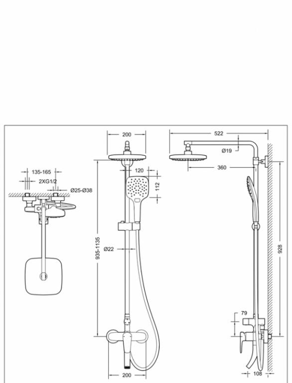 Душевая колонна со смесителем для ванны и душа  F6173218CP-A-ENG