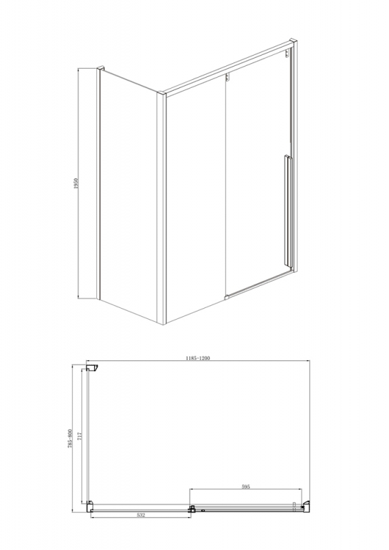 Душевой уголок с одной раздвижной дверью BS120.3104A