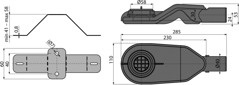 Экстра низкий сифон AlcaPlast APZ-S6 DN40 и комплект регулируемых ног