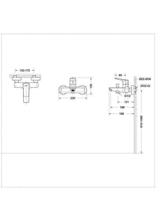 Смеситель для ванны c коротким изливом Bravat Real F6121179CP-01