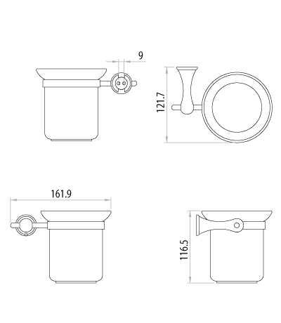 Стандарт Аксессуары для ванной, ершик для унитаза с держателем (стакан-керамика), хром LM2140C