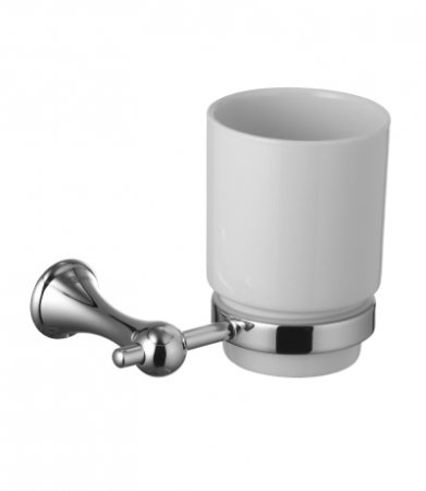 Стандарт Аксессуары для ванной, стакан керамический  для зубных щеток с настенным держателем, хром LM2136C