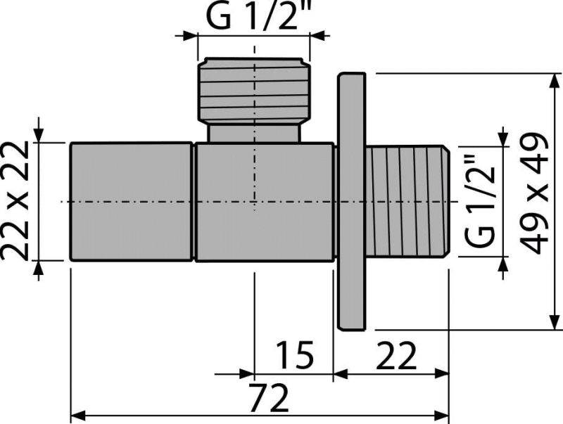 Угловой вентиль с фильтром 1/2×1/2, квадратный, арт.ARV004