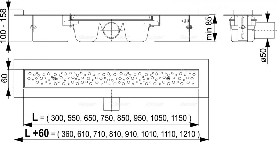 Водоотводящий желоб Antivandal с решеткой, арт. APZ11-750M