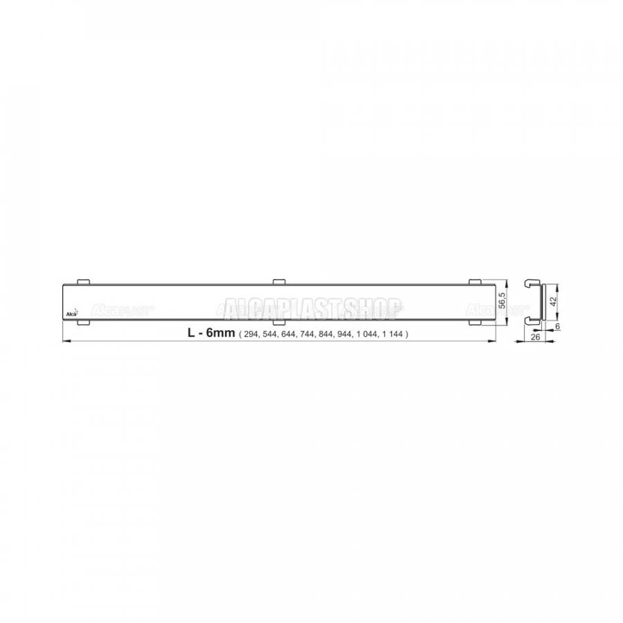 Водоотводящий желоб с порогами для цельной решетки вертикальный слив, 1150 мм, APZ1006S-1150